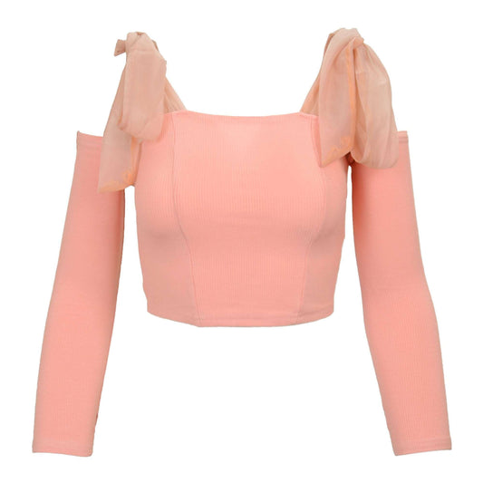 Adjustable Shoulder Top with Separate Sleeves Pink