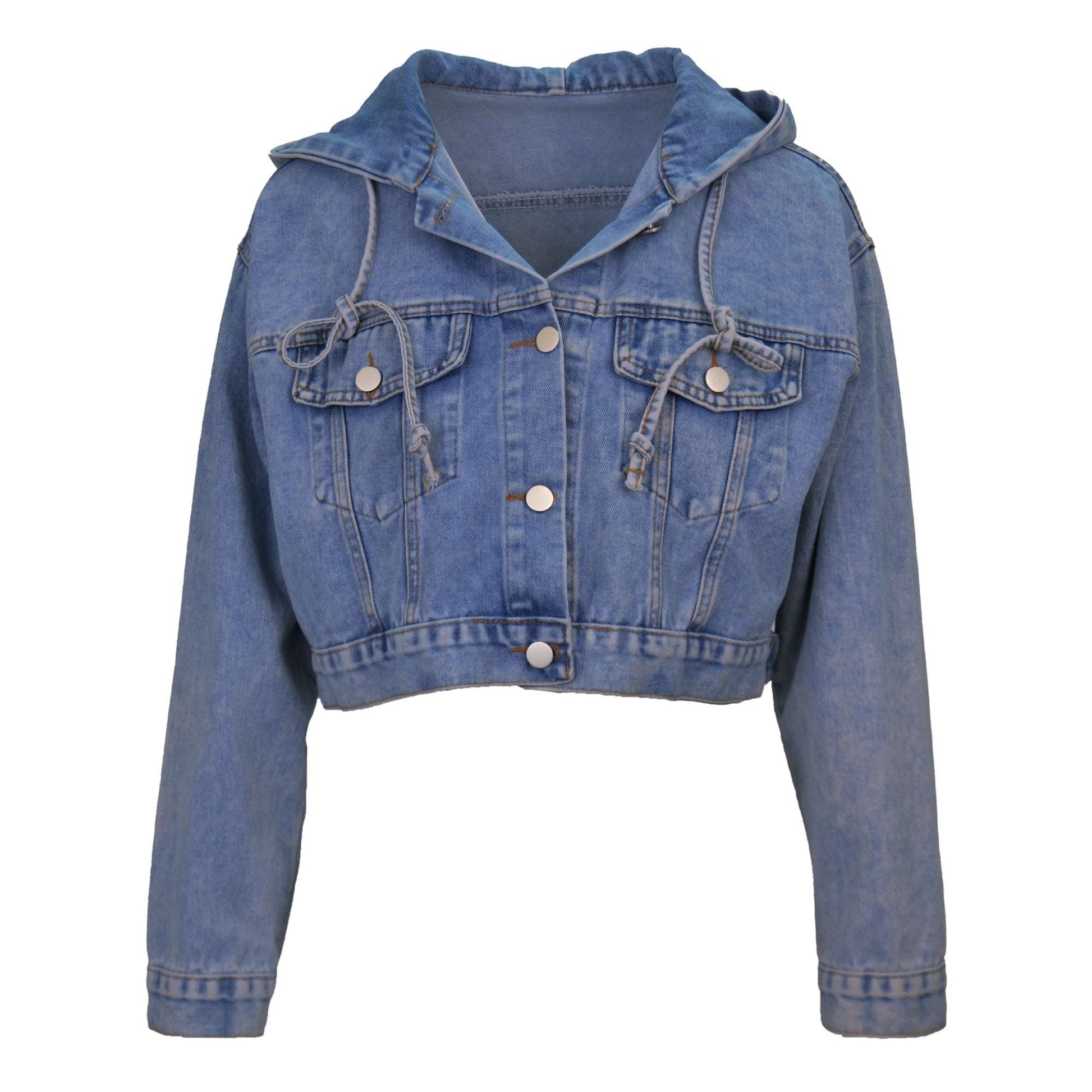 Hoodie Crop Denim Jacket