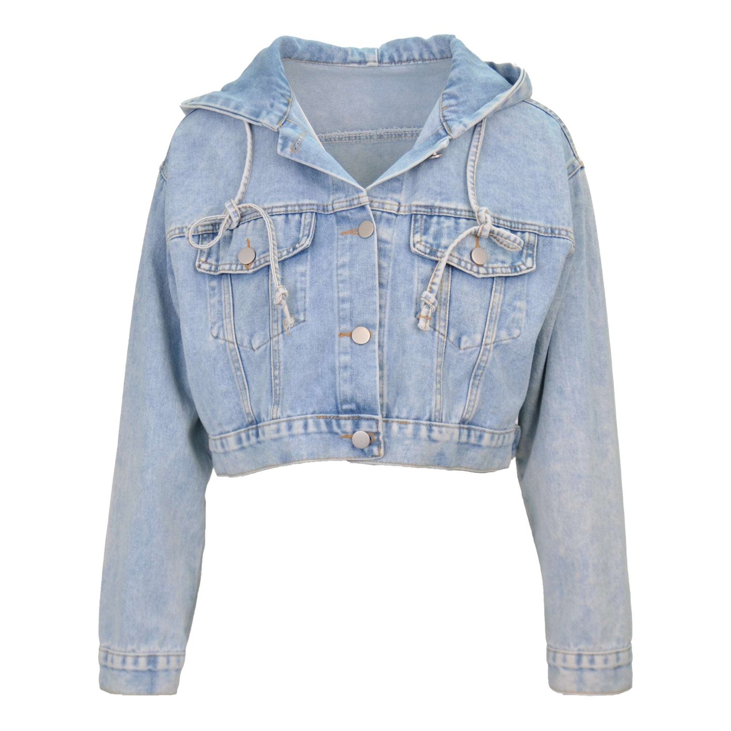 Hoodie Crop Denim Jacket