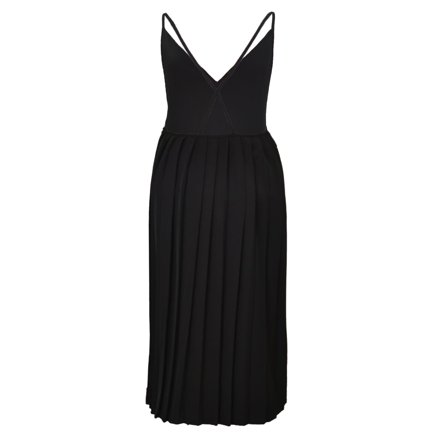 V-neck Open Back Pleated Sleeveless Dress