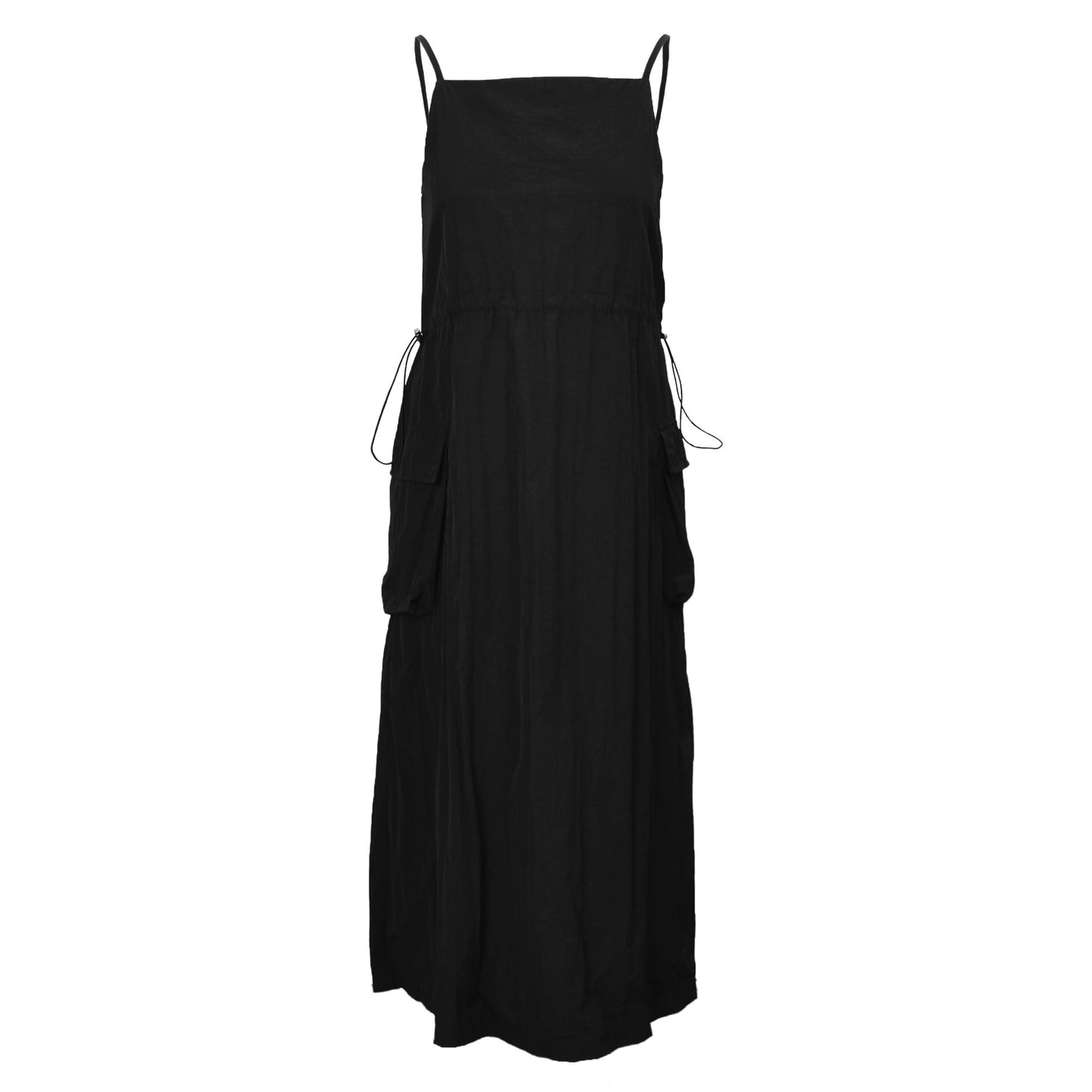 Solid Drawstring Pocket Parachute Maxi Dress Curve & Plus