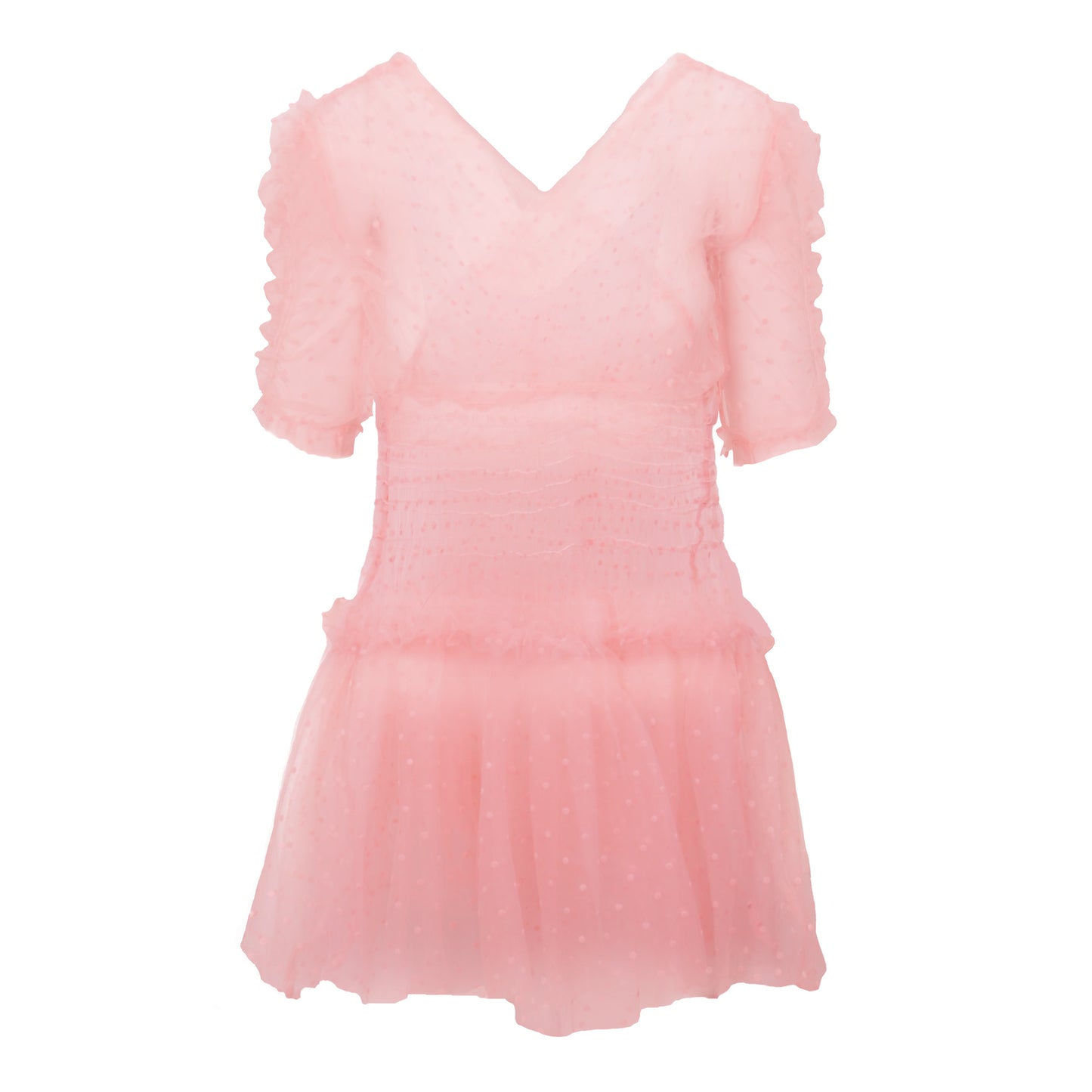 Lace See-though Ruffle Layered Mini Dress