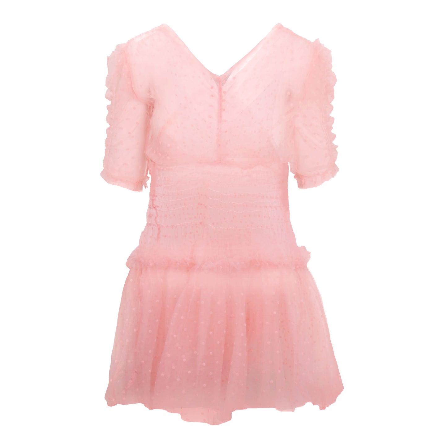 Lace See-though Ruffle Layered Mini Dress