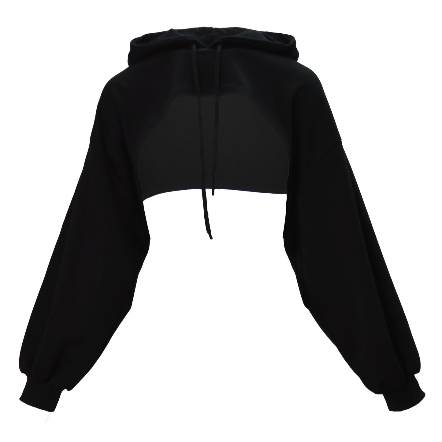 Solid Drawstring Crop Hoodie