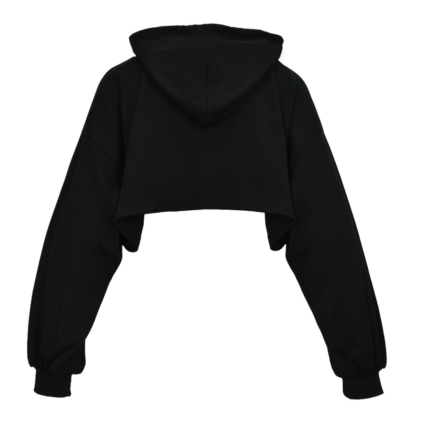 Solid Drawstring Crop Hoodie