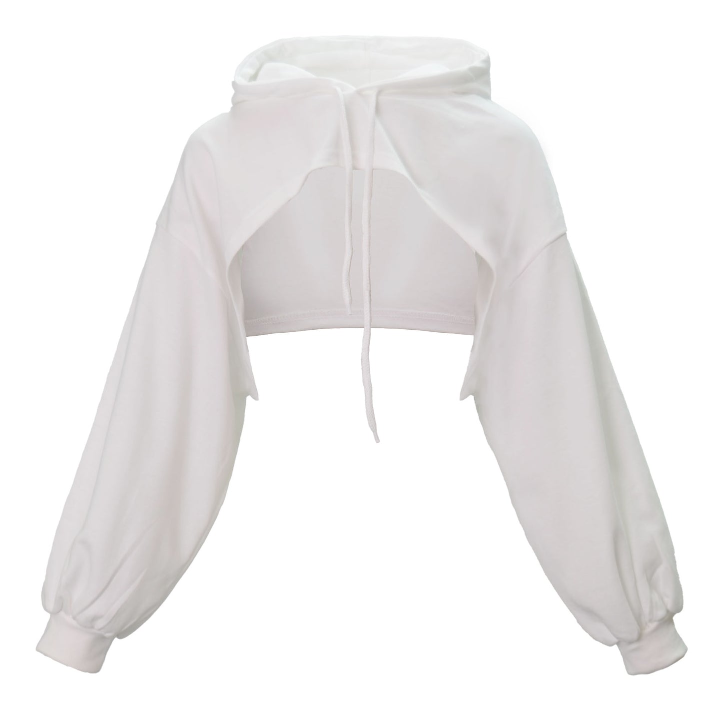 Solid Drawstring Crop Hoodie