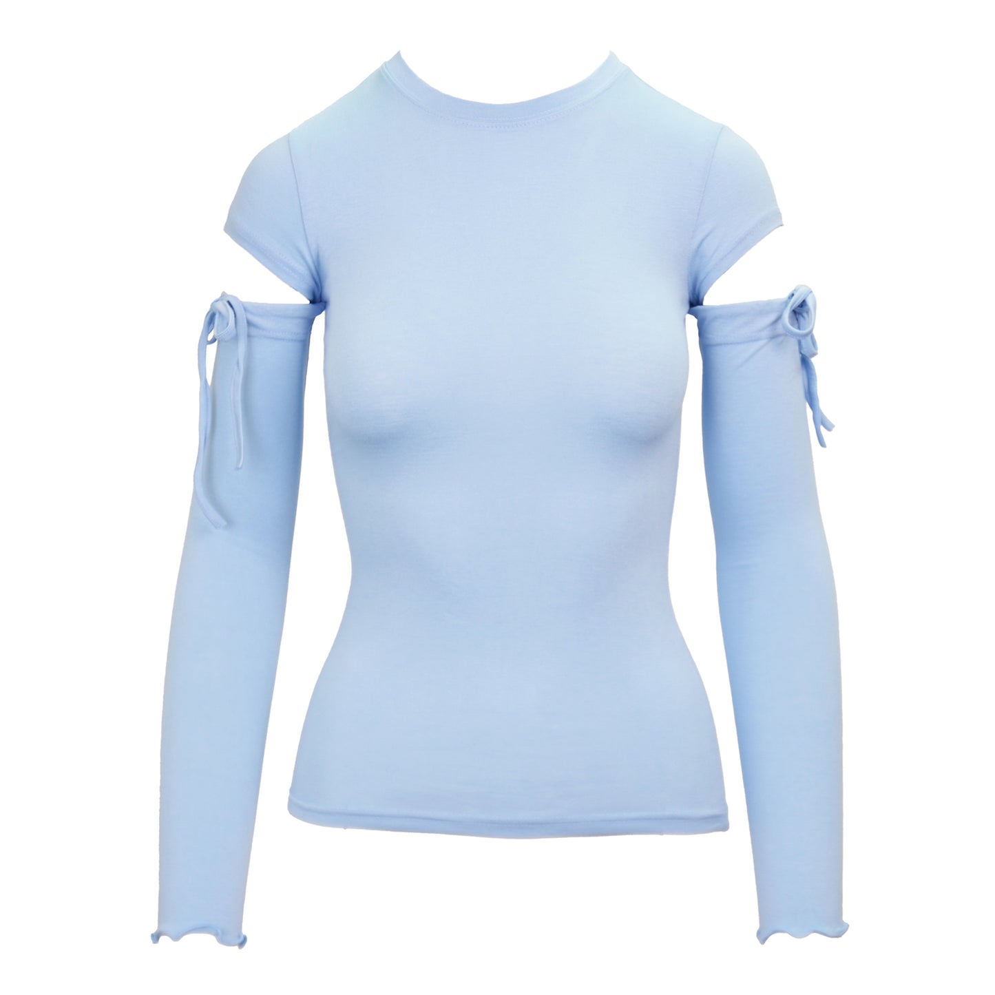 Neckline Solid Cut Out Long Sleeve Tee