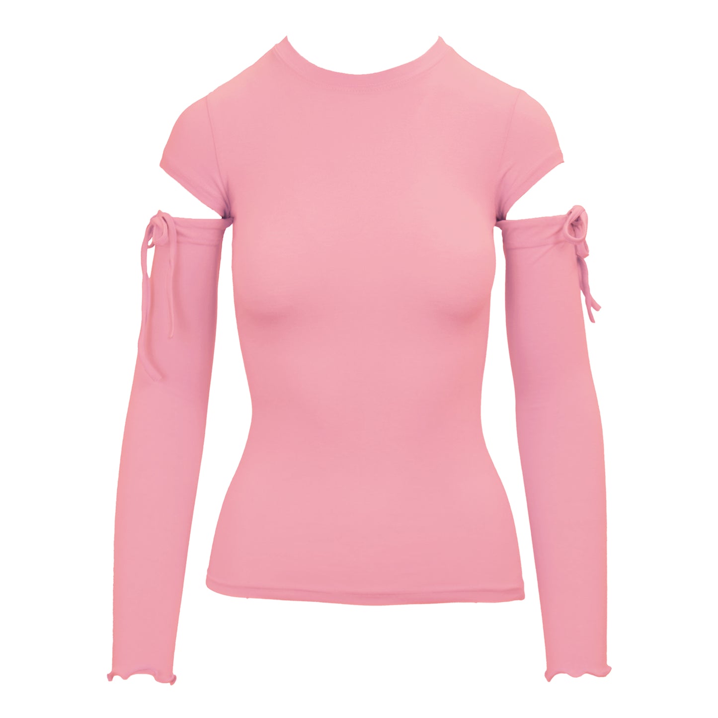 Neckline Solid Cut Out Long Sleeve Tee