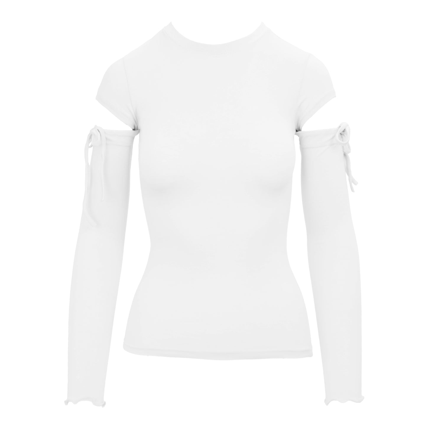 Neckline Solid Cut Out Long Sleeve Tee