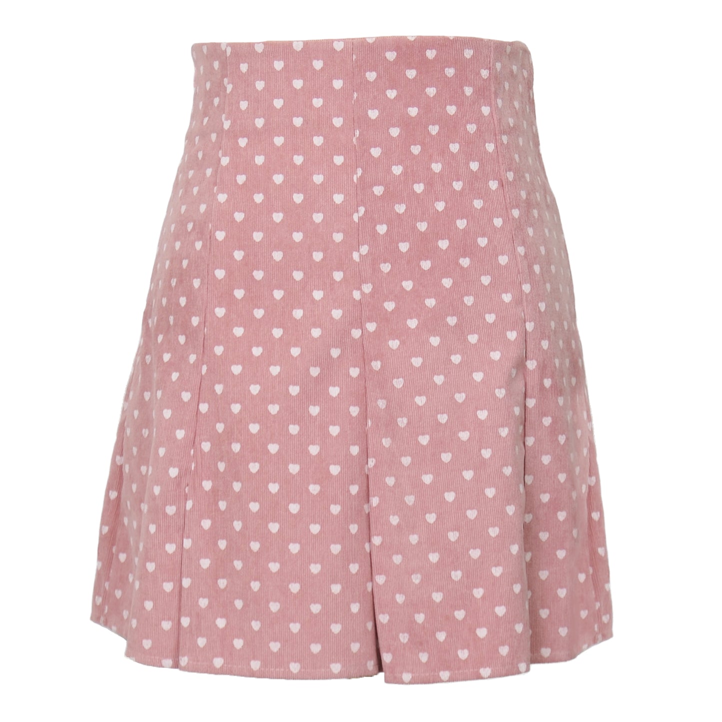 Heart-patterned Corduroy Pleated Mini Skirt