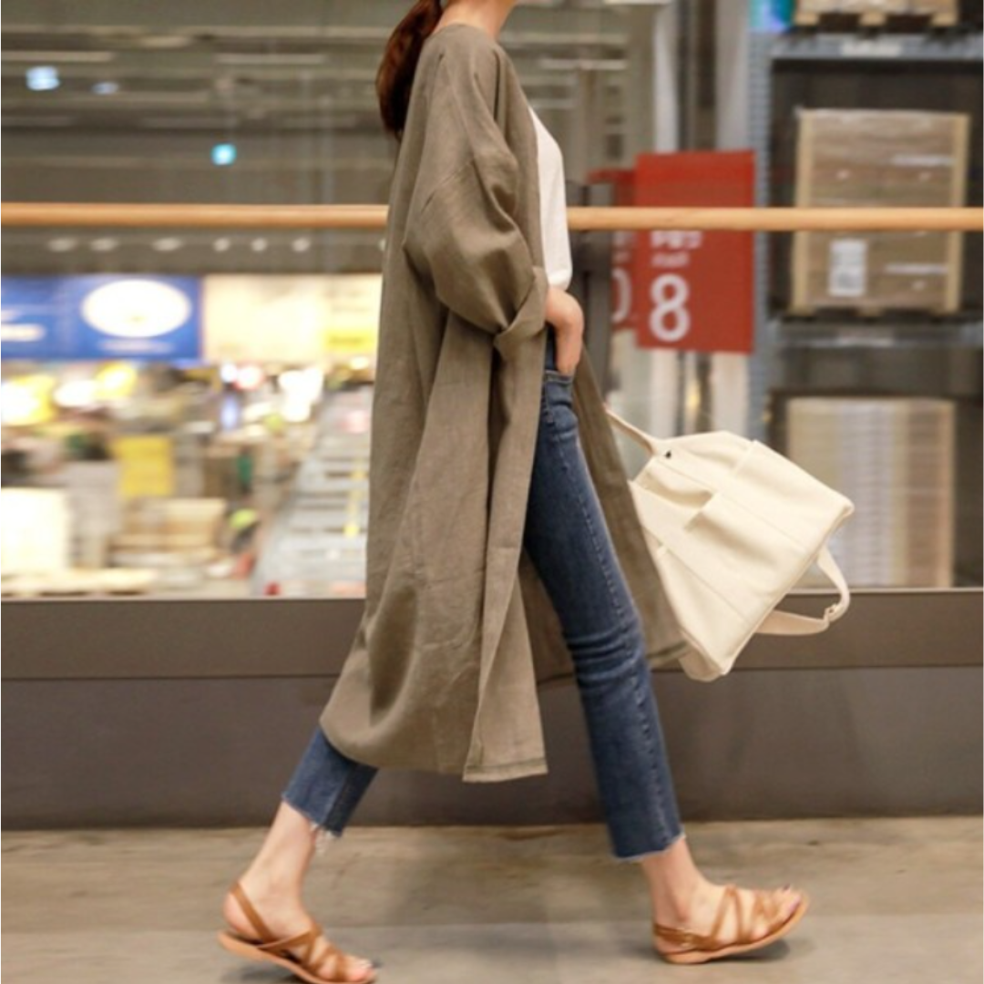 Linen Long Sleeve Long Cardigan