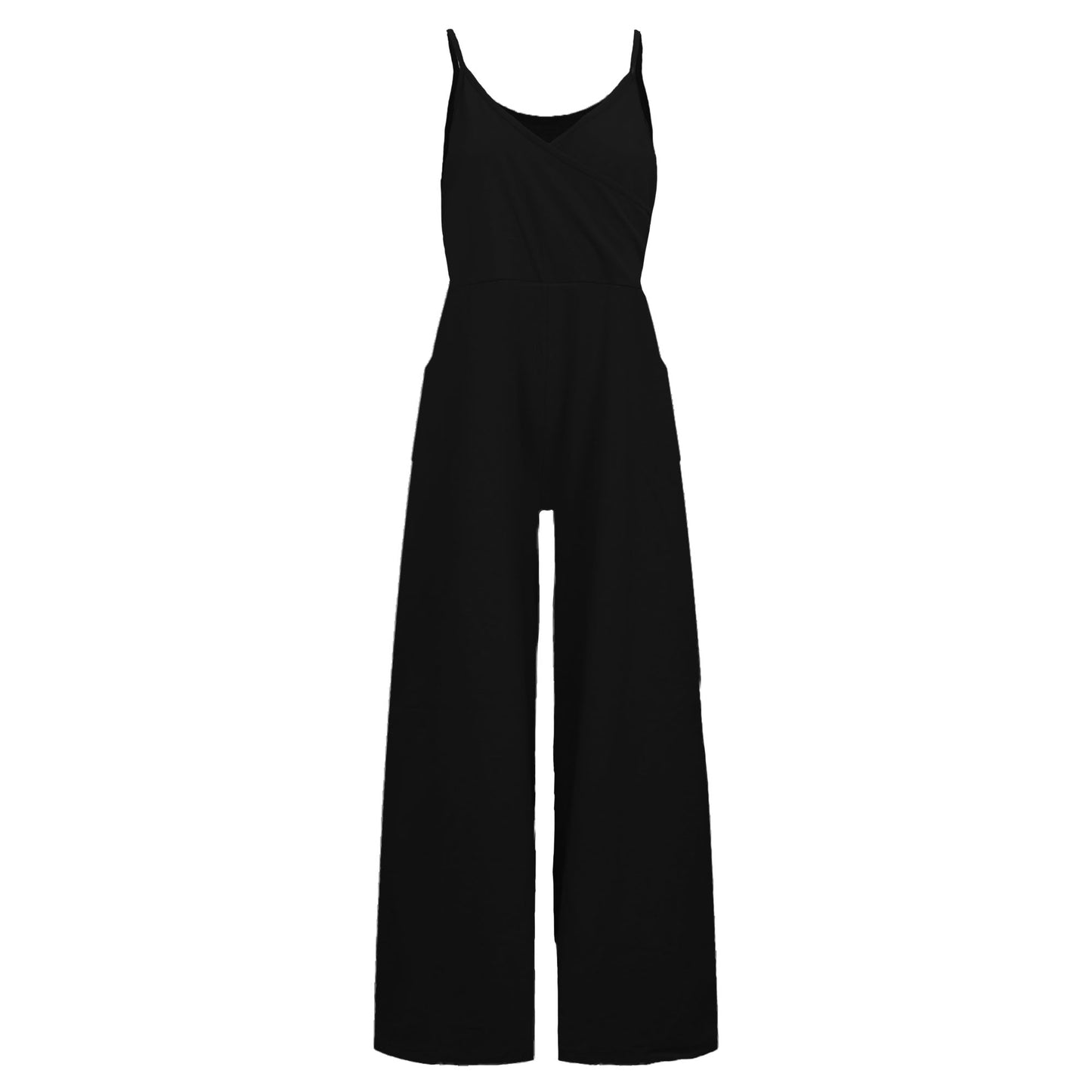 V-neckline Wide Leg Sleeveless Jumpsuit