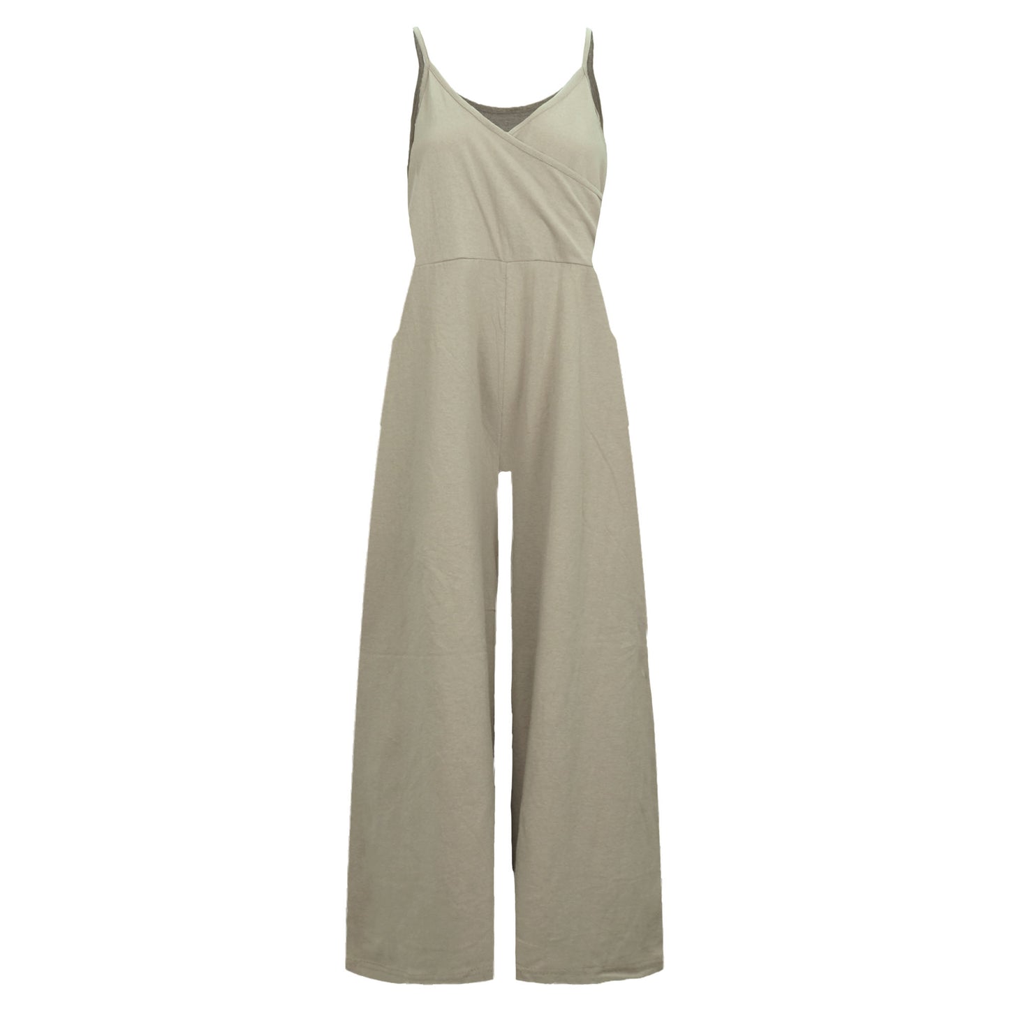 V-neckline Wide Leg Sleeveless Jumpsuit