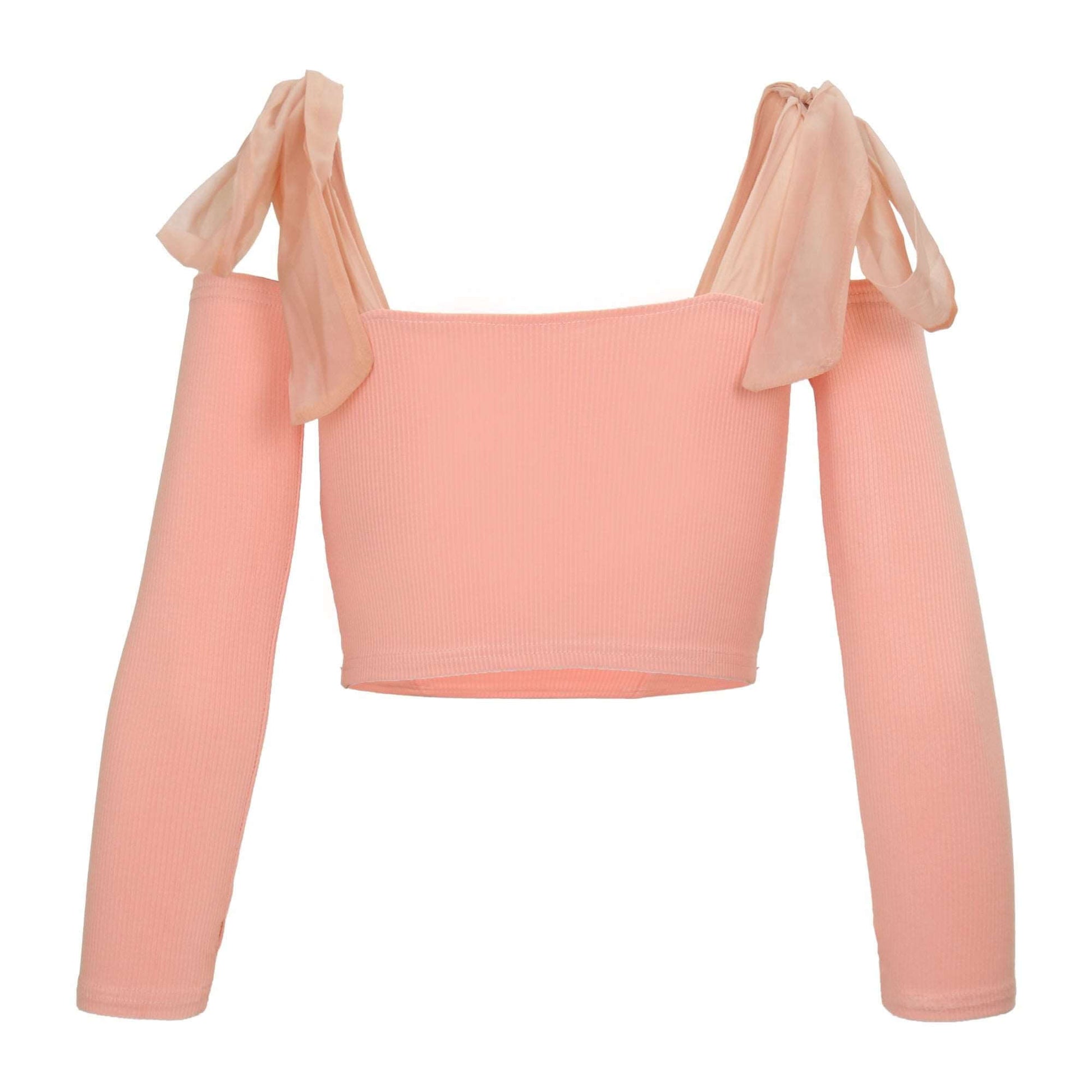 Adjustable Shoulder Top with Separate Sleeves Pink