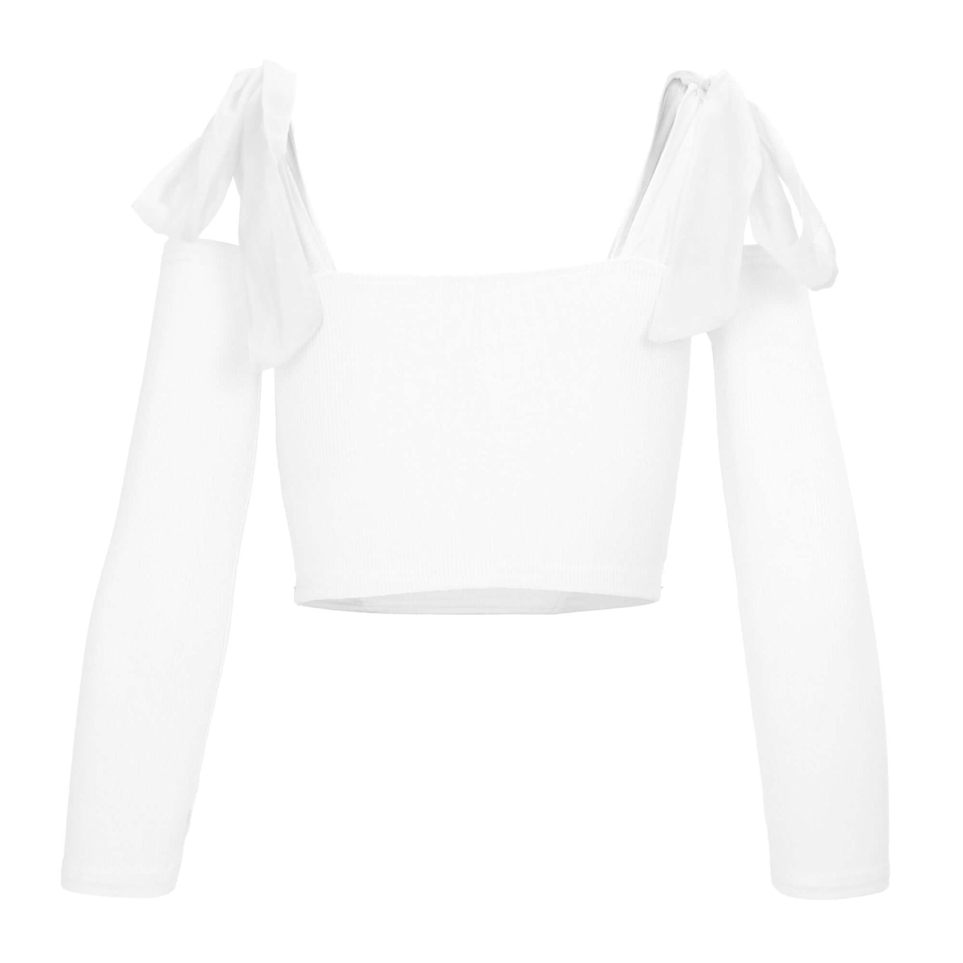  Adjustable Shoulder Top with Separate Sleeves White