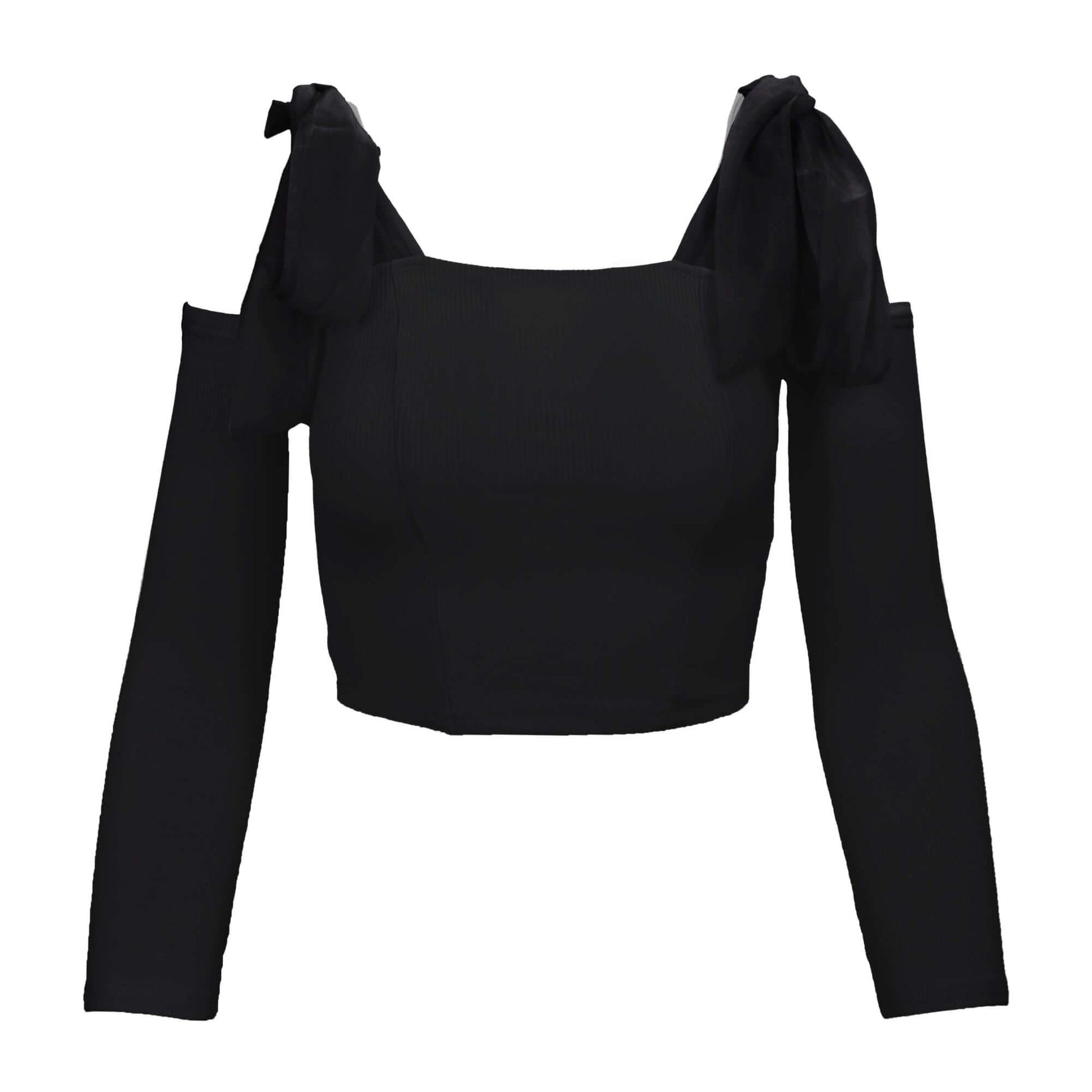  Adjustable Shoulder Top with Separate Sleeves Black