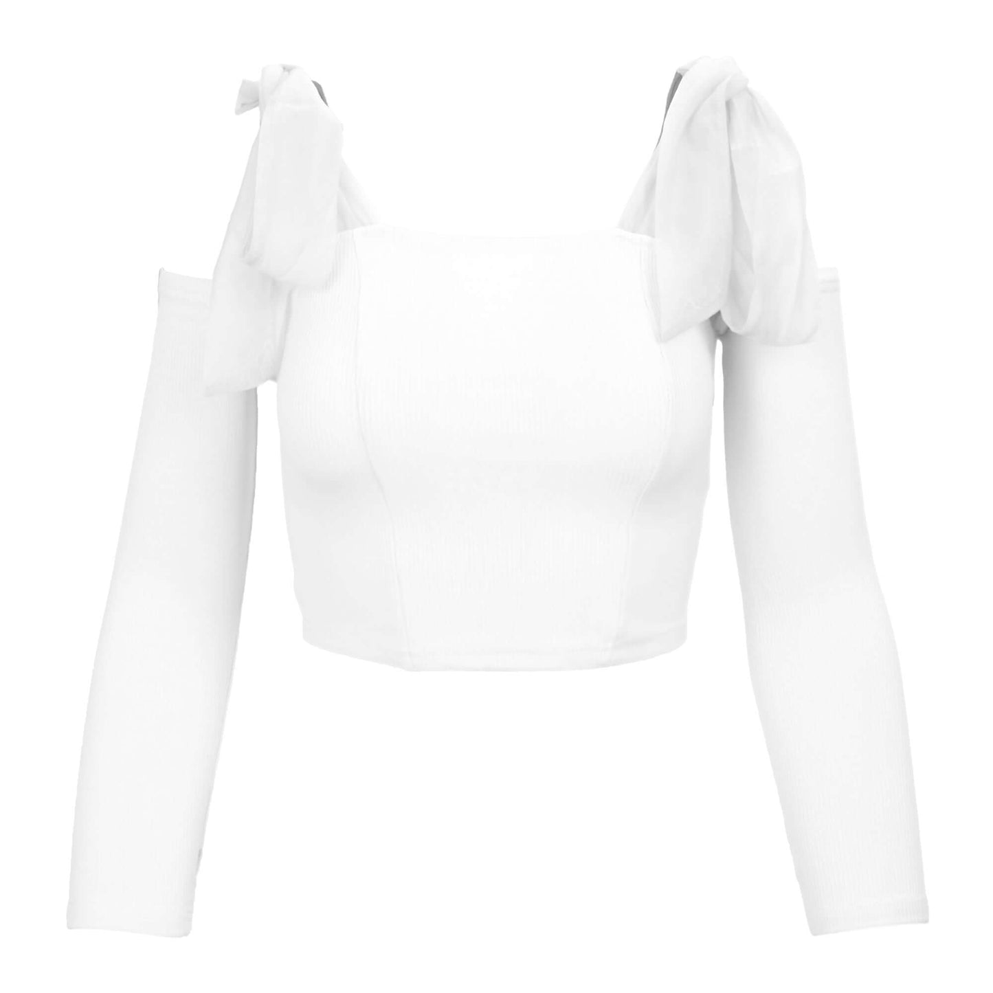  Adjustable Shoulder Top with Separate Sleeves White