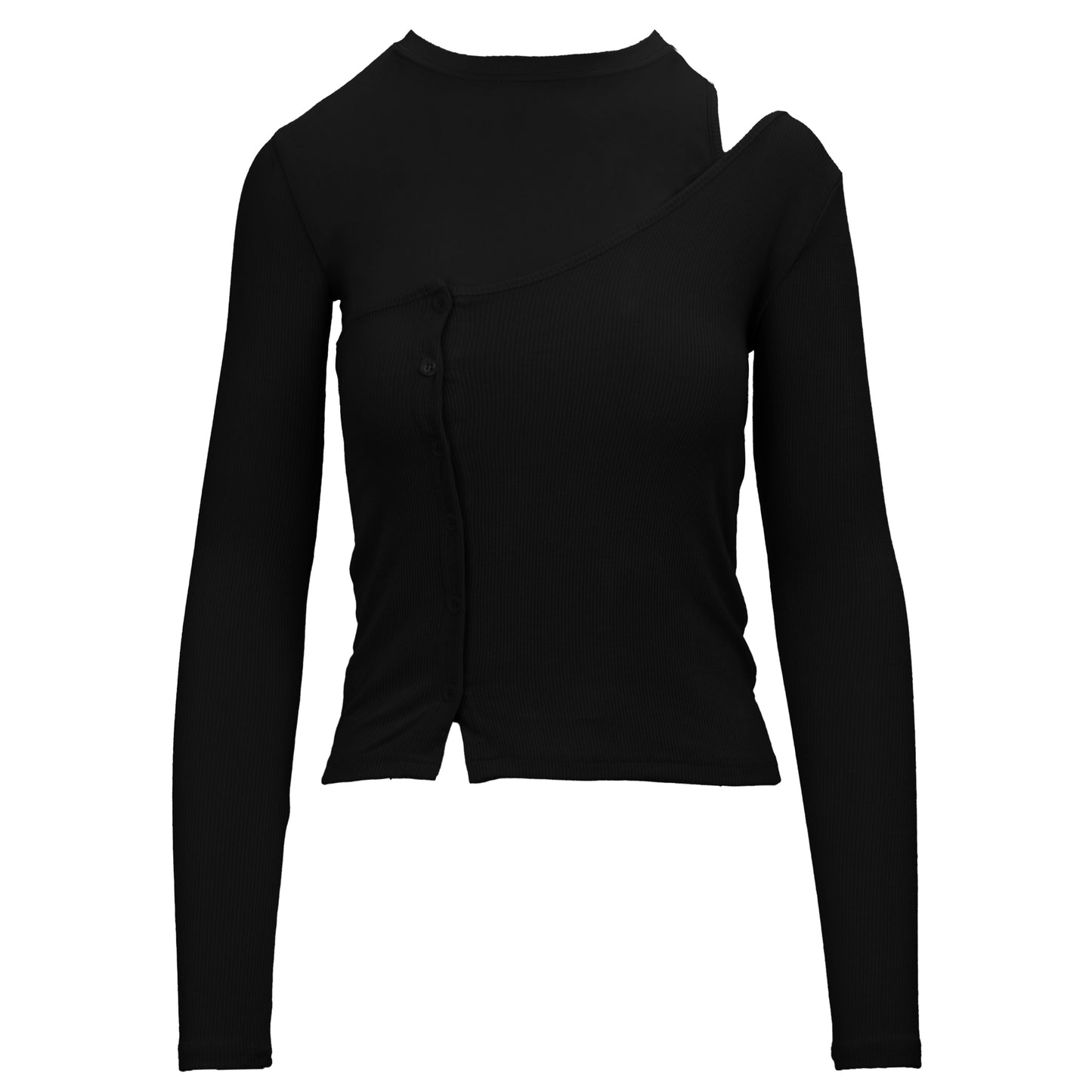 Shoulder Cut Out Layered Long Sleeve Tee