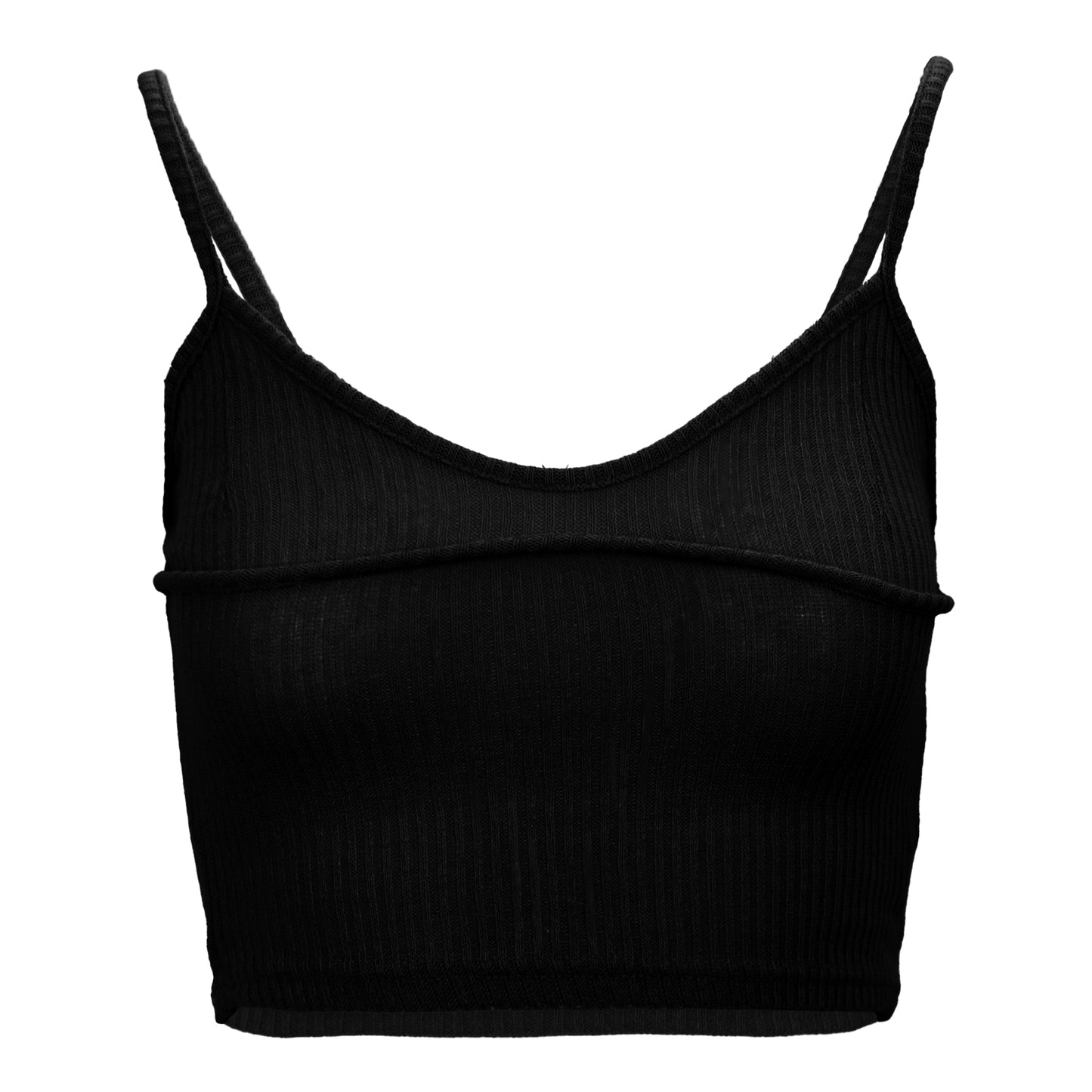 Shoulder String Ribbed Knit Crop Top