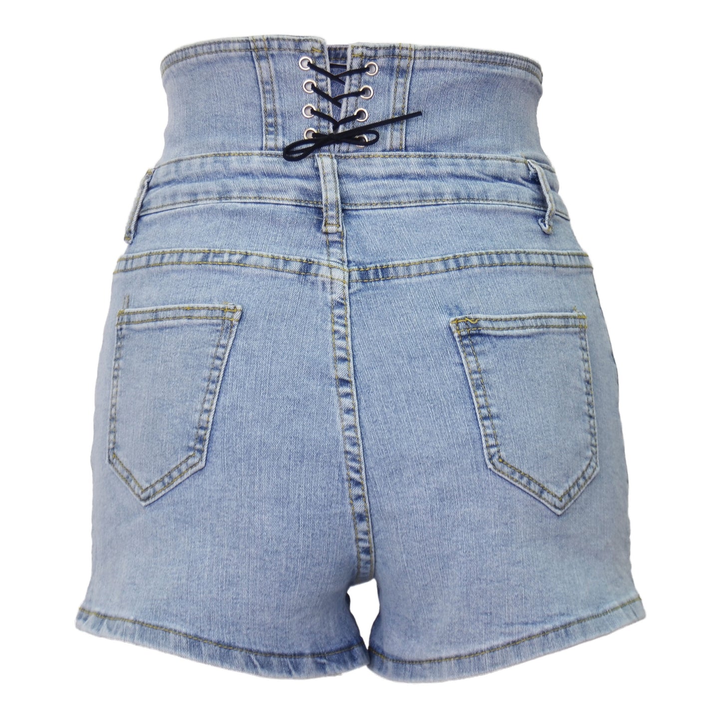 High Waist Four Button Jean Shorts