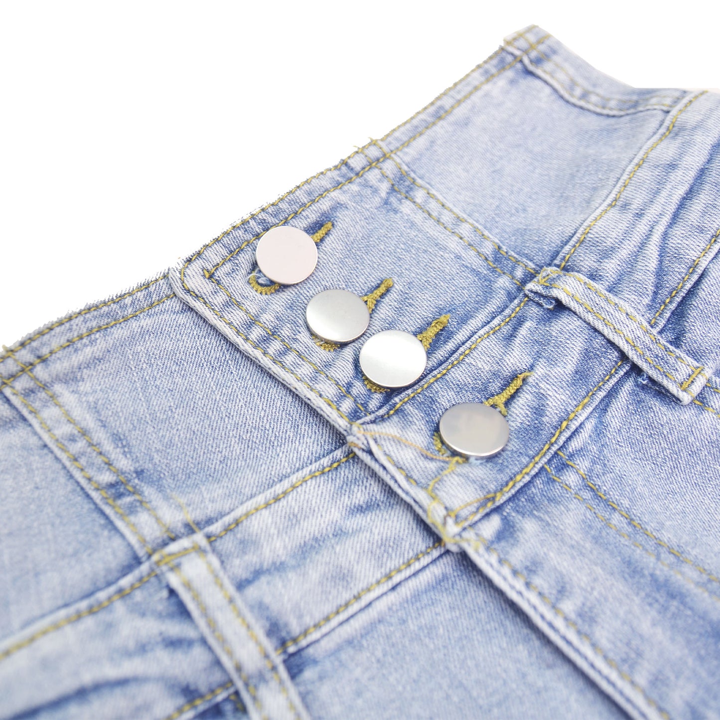 High Waist Four Button Jean Shorts