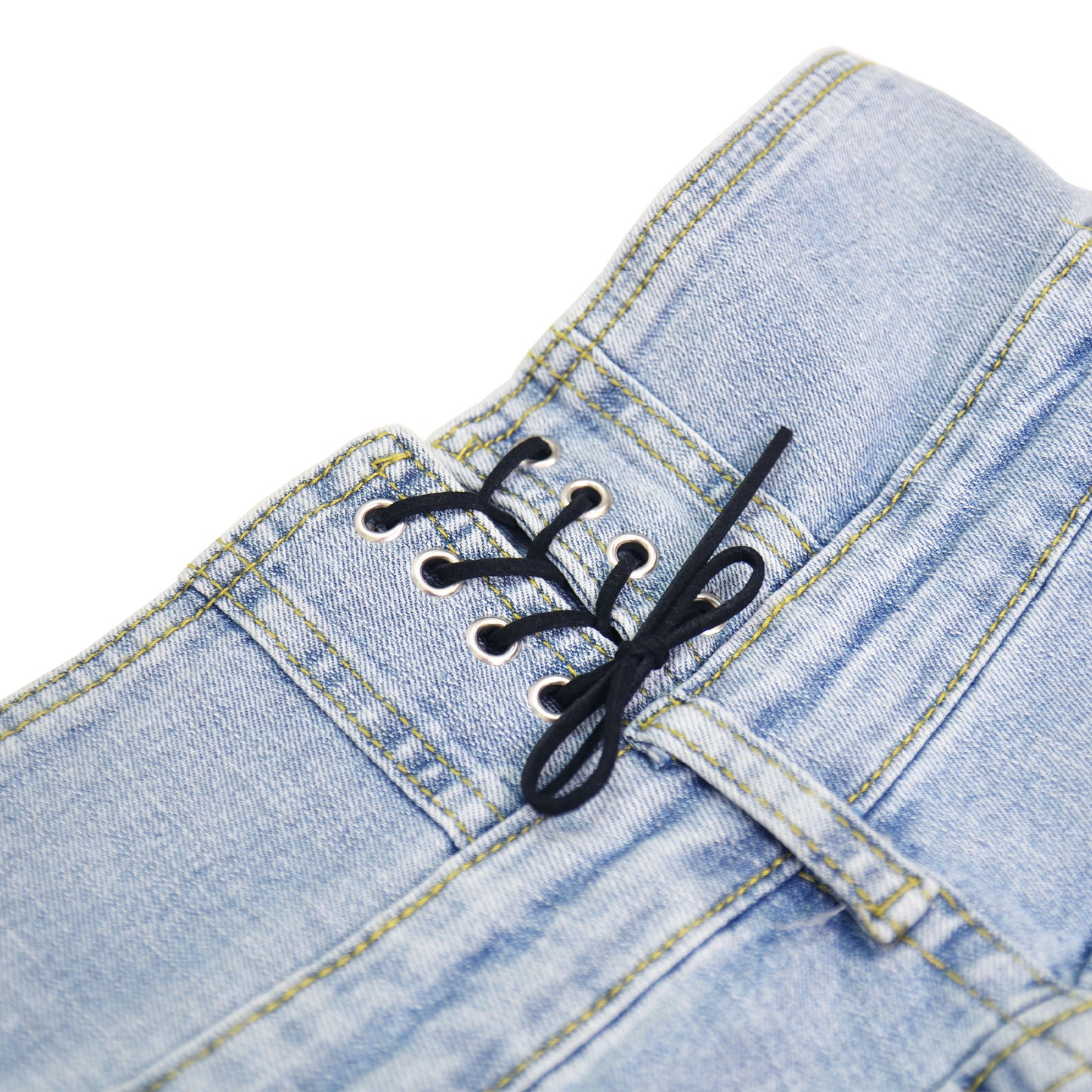 High Waist Four Button Jean Shorts