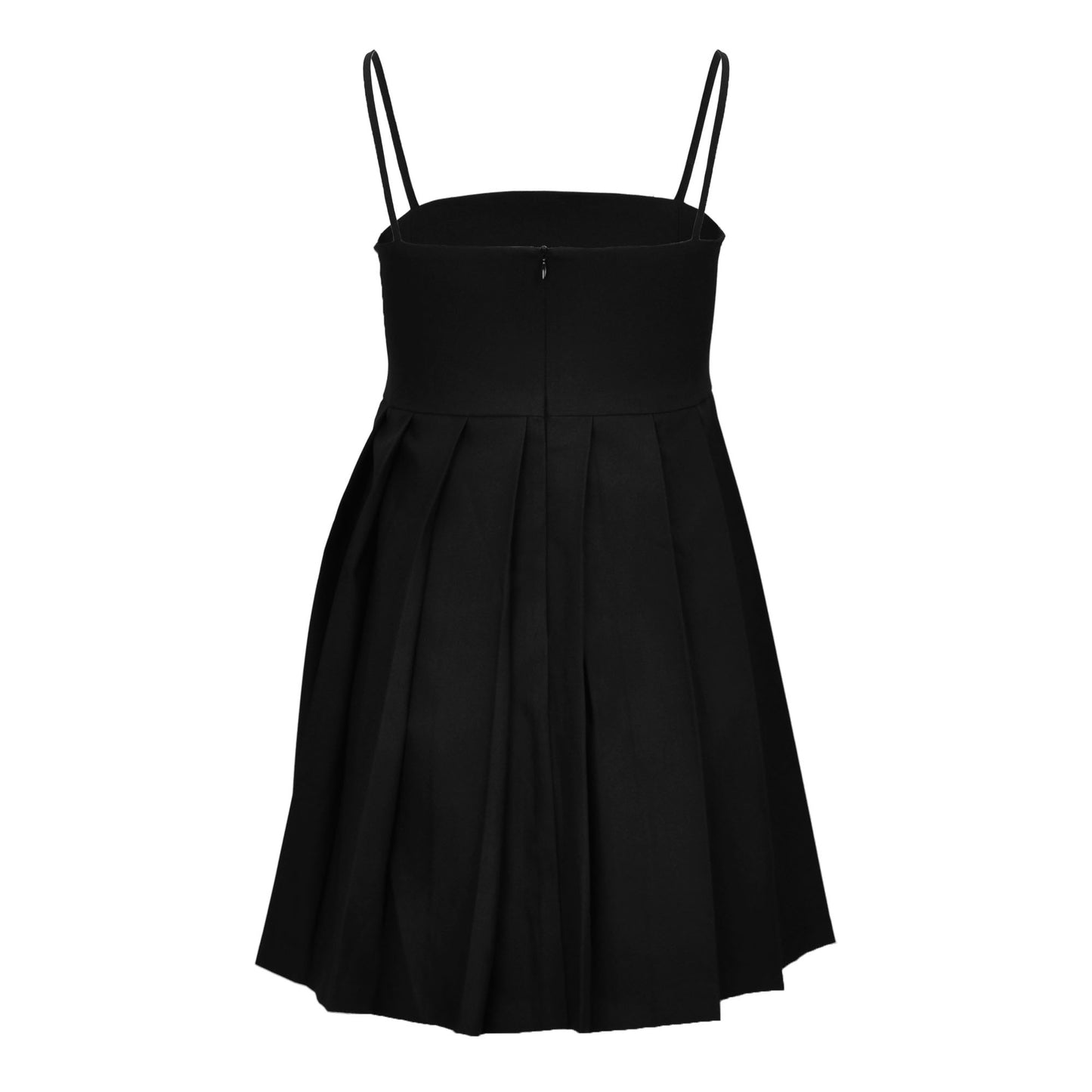 Solid Square Neckline  Sleeveless Pleated Mini Dress