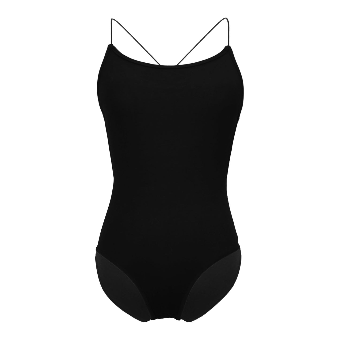 Criss Cross Solid U-neckline Bodysuit