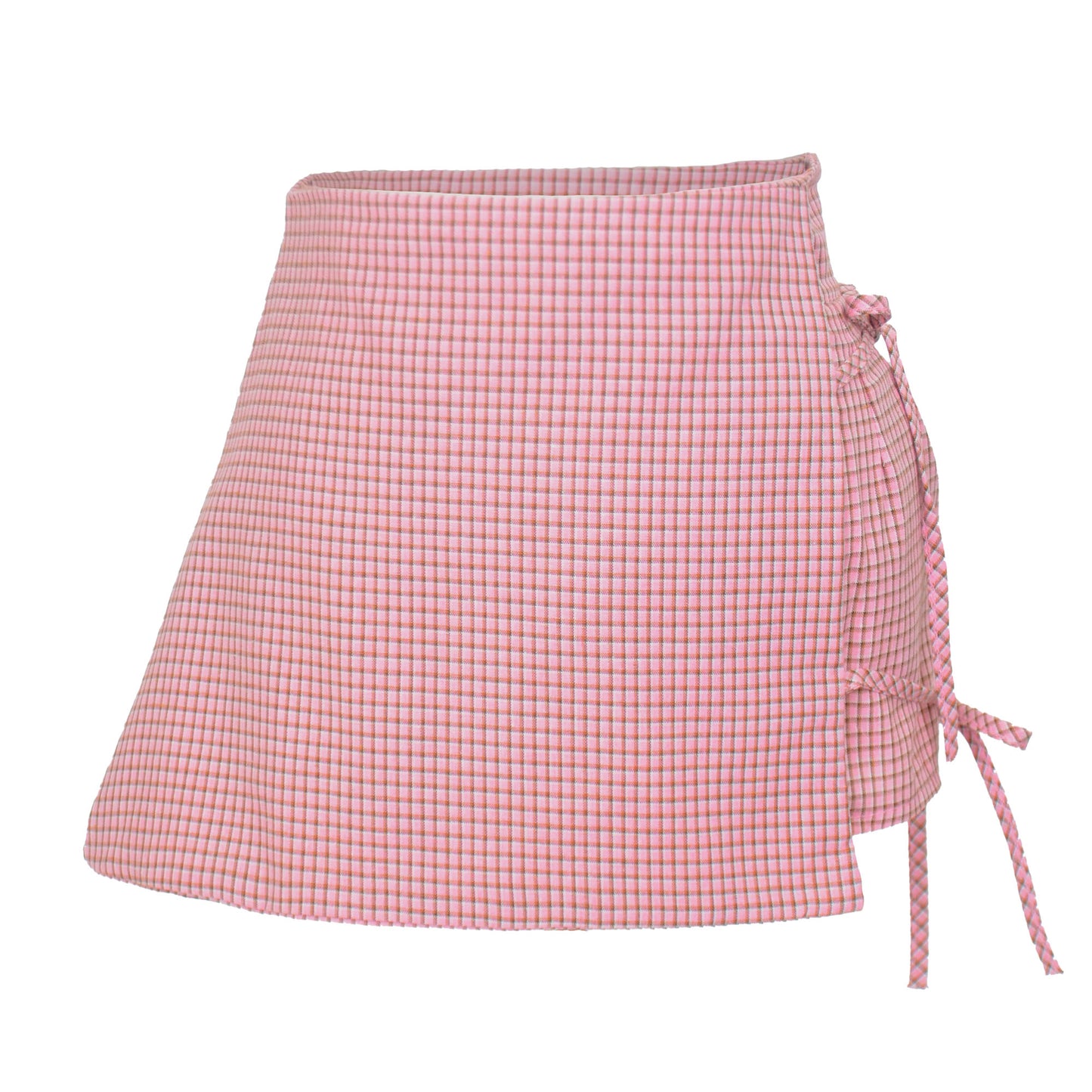 Knotted Wrap Mini Check Pants Skirt