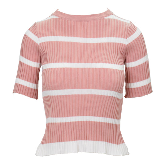 Stripe Ribbed Knit Open Back Top