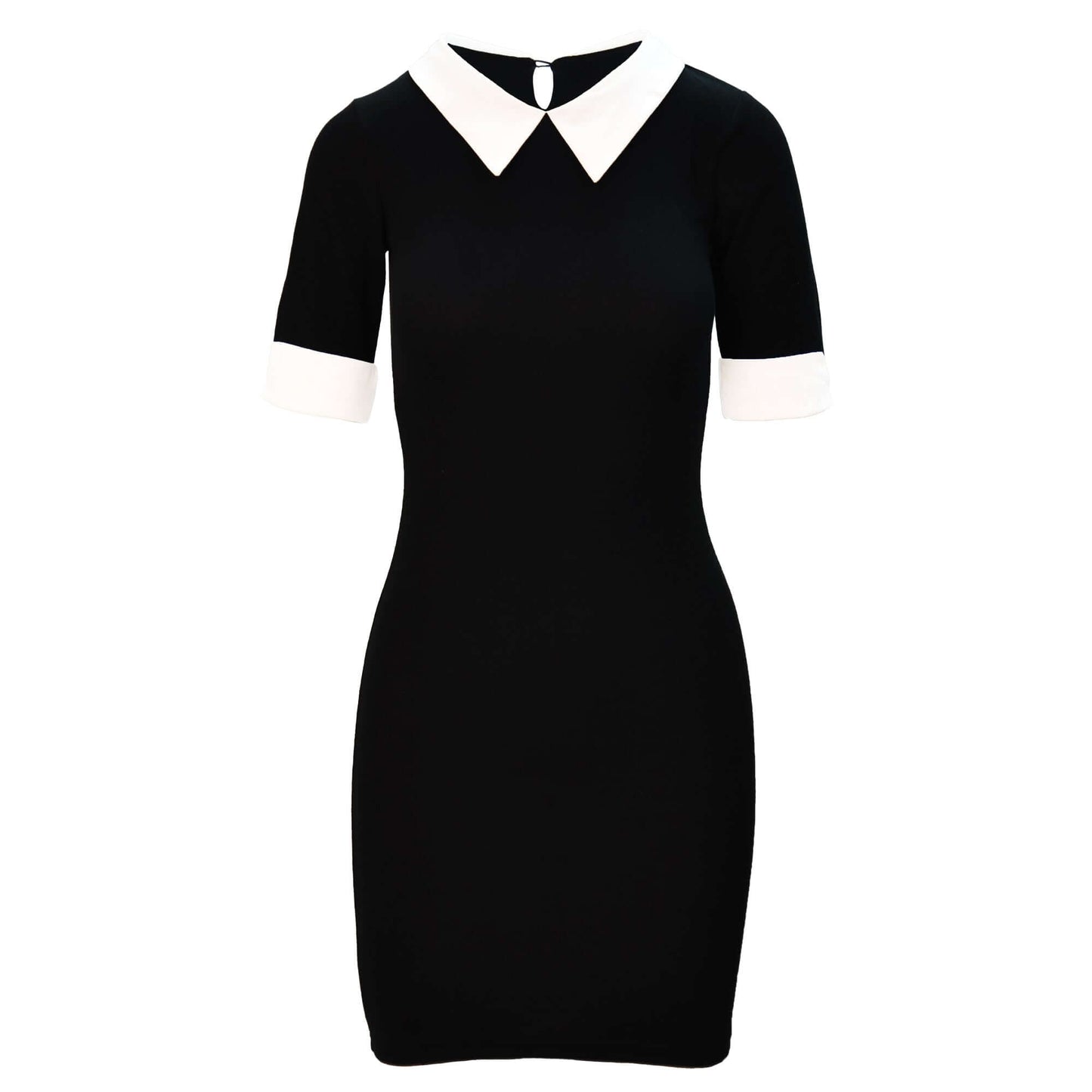 Collar Knitted Short Sleeve Midi Dress