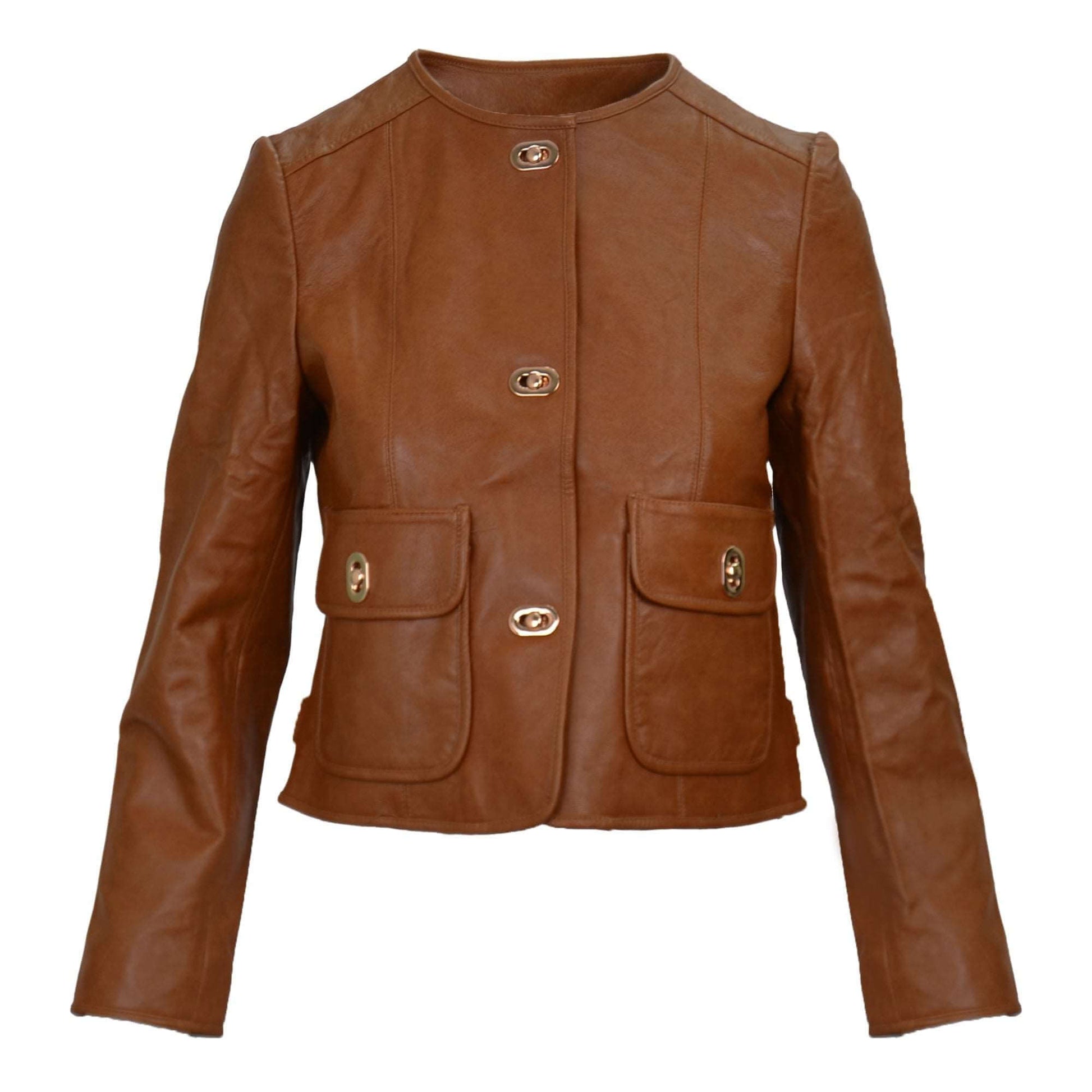 Gold Buckle Soft Leather Jacket