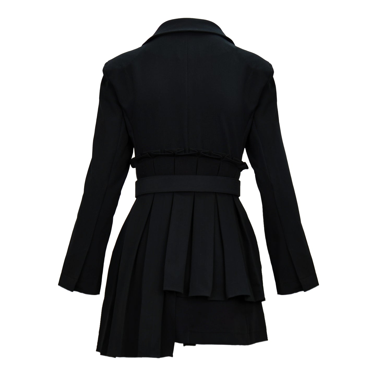 Unbalanced Pleats Belted Dress