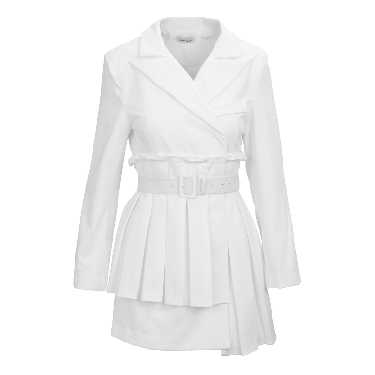 Unbalanced Pleats Belted Dress