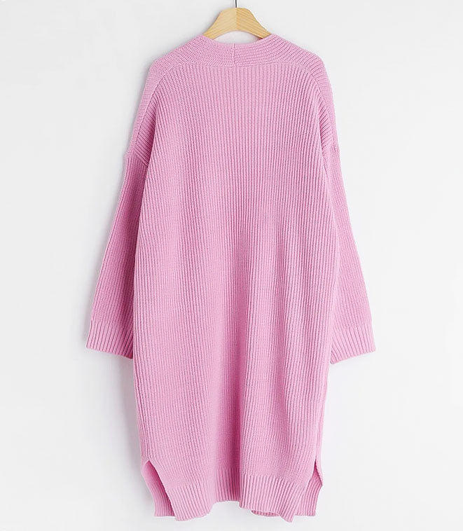 A-Pink Knitted Long Cardigan