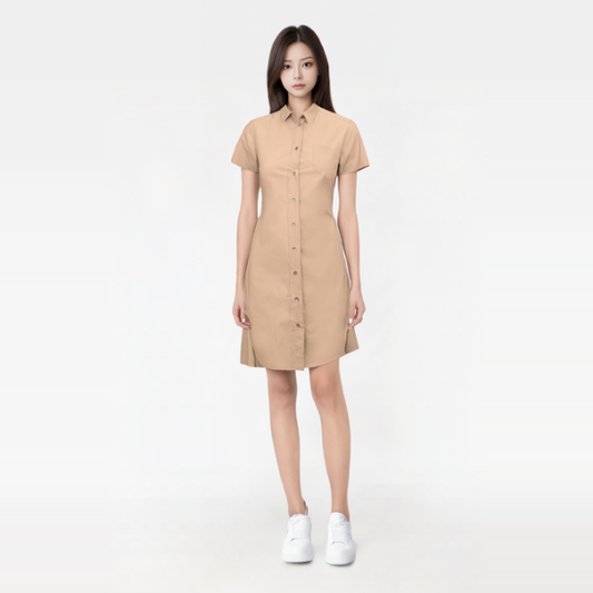 Backless Short Sleeve Shirts Dress