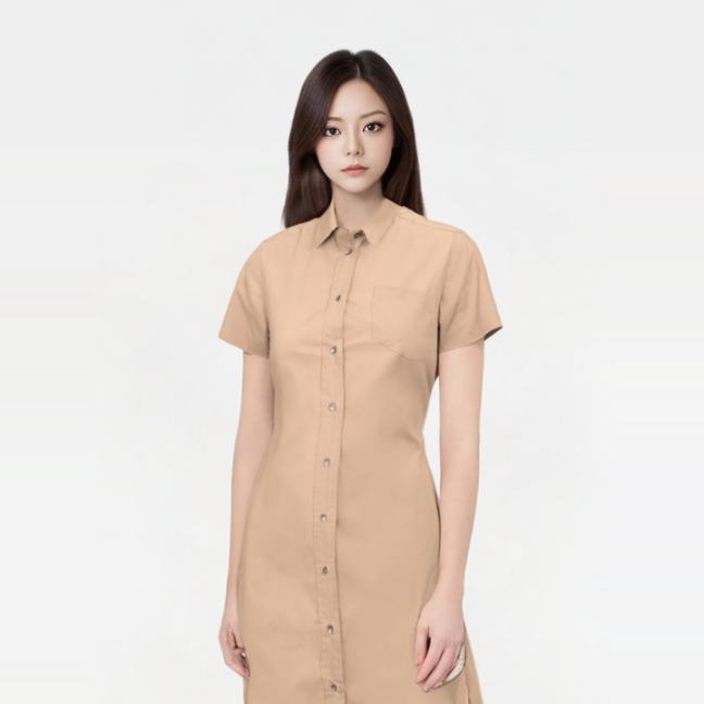 Backless Short Sleeve Shirts Dress